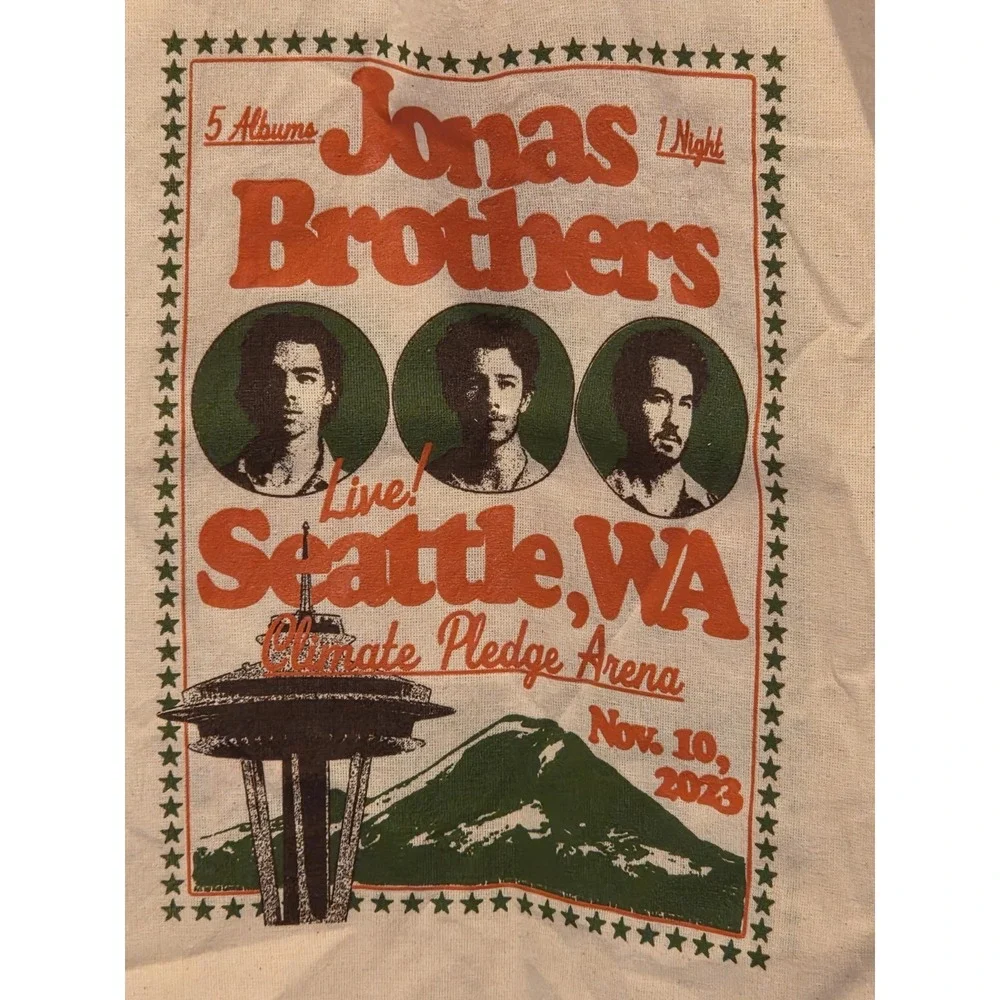 Jonas Brothers Canvas Tote Bag Seattle, WA Climate‎ Pledge Arena 2023 *New*
